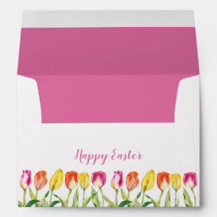 Colourful Watercolor Tulips Easter Envelope