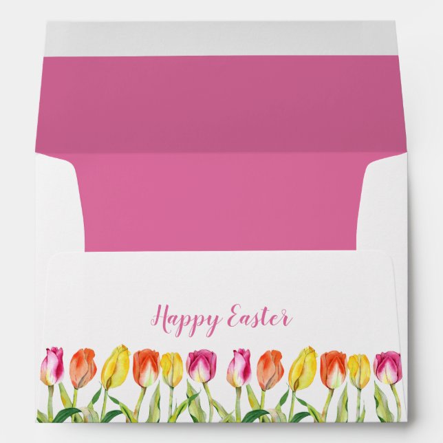 Colourful Watercolor Tulips Easter Envelope (Back (Bottom))