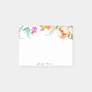 Colourful watercolor tulips personalized post-it notes