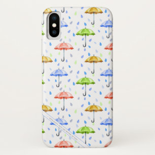 Colourful Watercolor Umbrellas and Rain Drops Fall Case-Mate iPhone Case