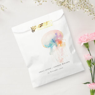 Colourful Watercolor Underwater Jellyfish Wedding Favour Bag