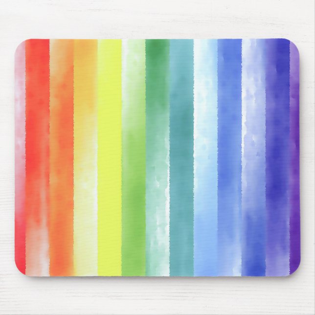 Colourful Watercolor Vertical Rainbow Pattern | Mouse Pad (Front)