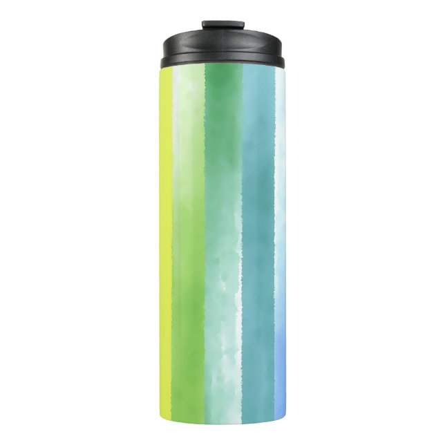 Colourful Watercolor Vertical Rainbow Pattern | Thermal Tumbler (Front)