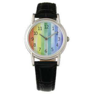 Colourful Watercolor Vertical Rainbow Pattern Watch