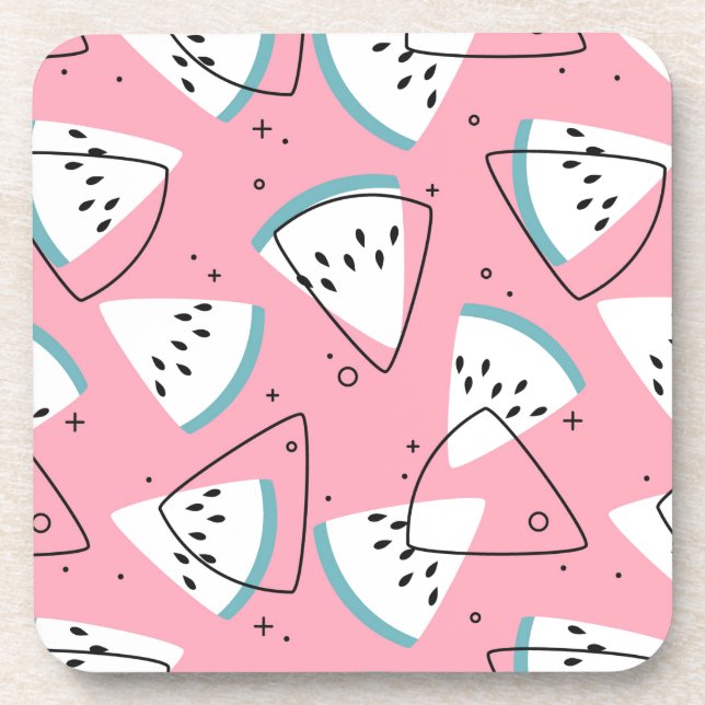 Colourful Watercolor Watermelons Coaster (Front)