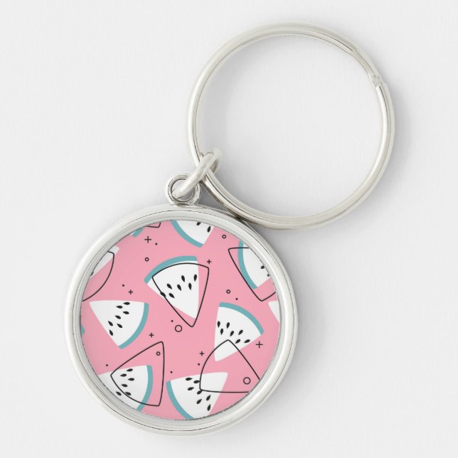 Colourful Watercolor Watermelons Keychain (Front)