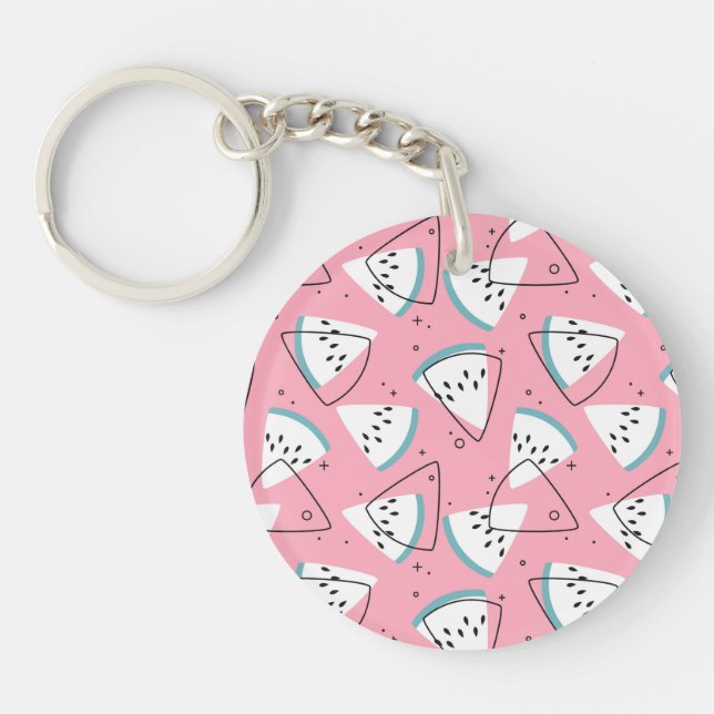 Colourful Watercolor Watermelons Keychain (Front)