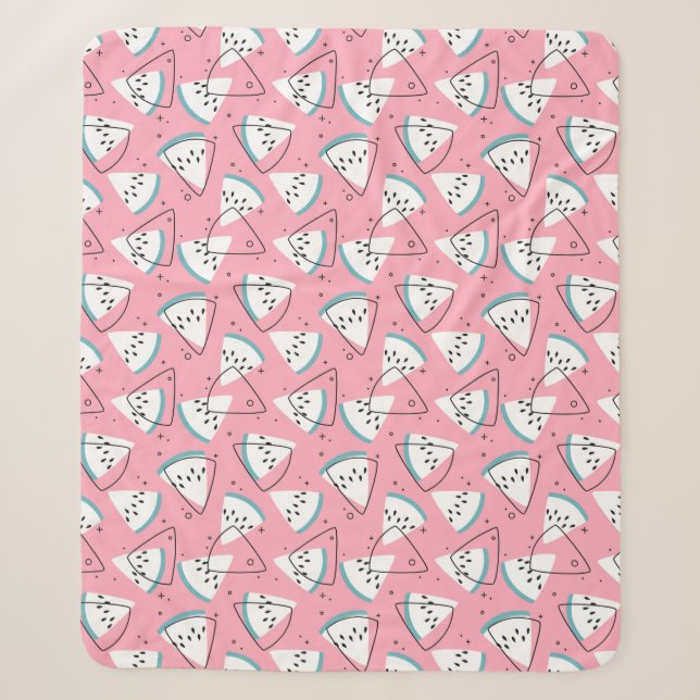 Colourful Watercolor Watermelons Sherpa Blanket (Front)