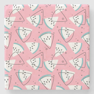 Colourful Watercolor Watermelons Stone Coaster