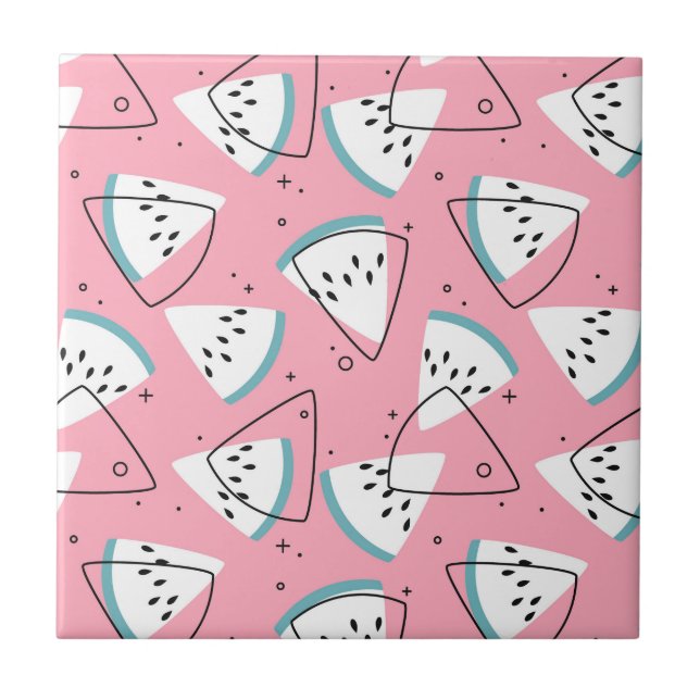 Colourful Watercolor Watermelons Tile (Front)