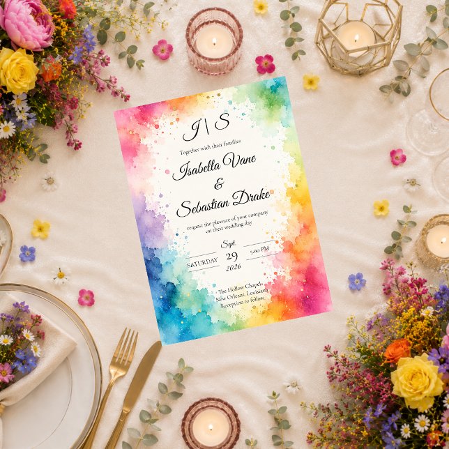 Colourful Watercolor Wedding Invitation (Creator Uploaded)