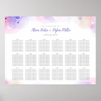 Colourful Watercolor Wedding Seating Chart