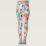 Colourful Watercolor Wild Flowers Poppies Leggings<br><div class="desc">Unique leggings with colourful patterns of watercolor painted illustrations of butterflies, bees, ladybugs, and Provence-style field flowers: lavenders, pansies, poppies, and more.</div>