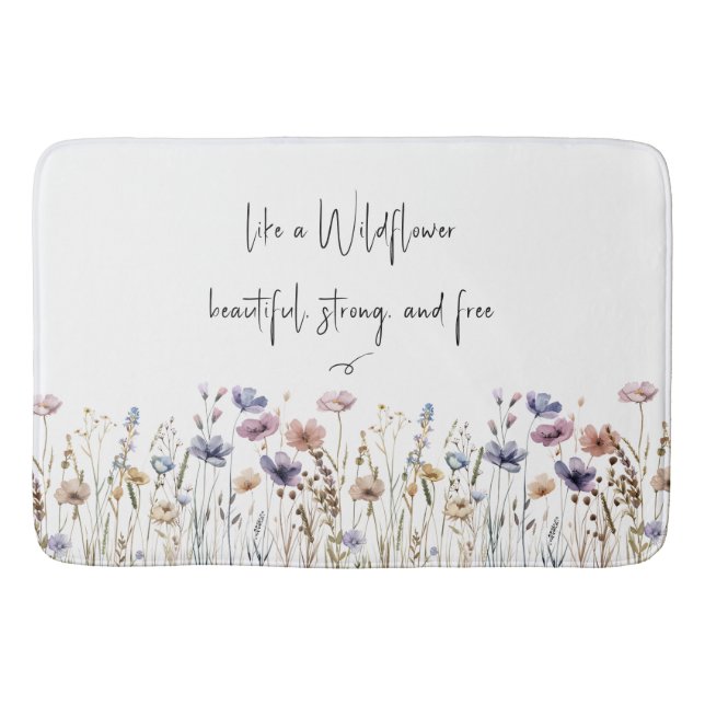 Colourful Watercolor Wildflower Bath Mat (Front)
