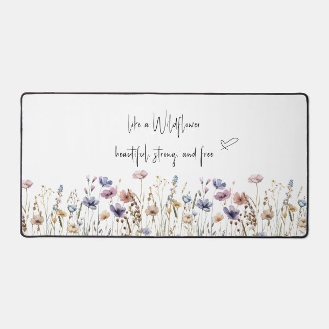 Colourful Watercolor Wildflower Desk Mat (Front)