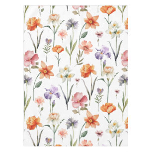 Colourful Watercolor Wildflower Floral Pattern Tablecloth