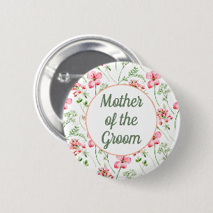 Colourful Watercolor Wildflower Mother of the Groo 2 Inch Round Button