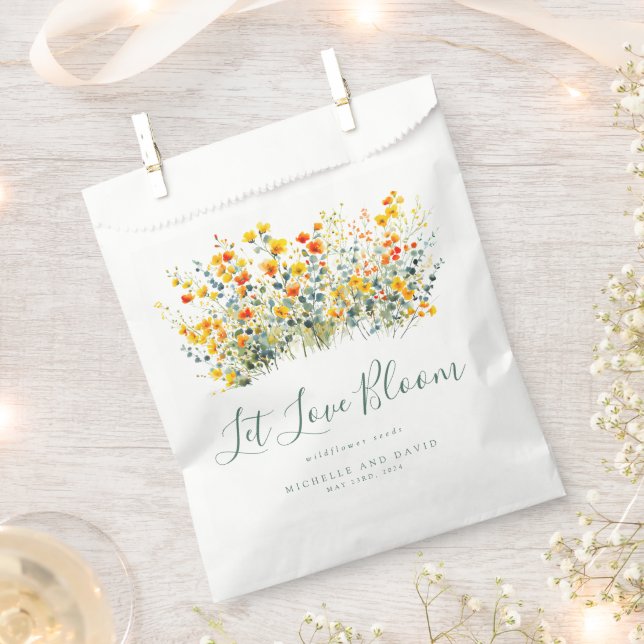 Colourful Watercolor Wildflower Seed Wedding Favour Bag (Clipped)