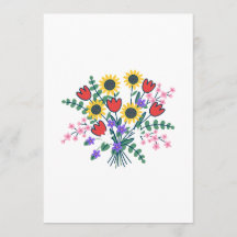 Colourful Watercolor Wildflower Wedding Program Ca