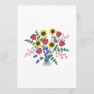 Colourful Watercolor Wildflower Wedding Program Ca