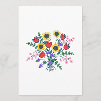 Colourful Watercolor Wildflower Wedding Program Ca