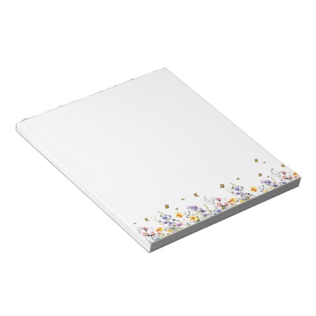 Colourful Watercolor Wildflower with Butterfly Notepad (Angled)
