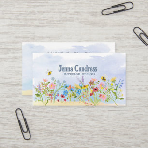Colourful Watercolor Wildflowers  Business Card