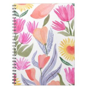 Colourful Watercolor Wildflowers   Hand Painted Notebook