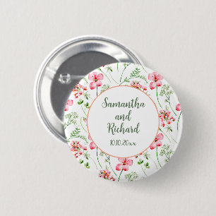 Colourful Watercolor Wildflowers Wedding 2 Inch Round Button