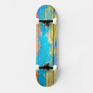 Colourful Watercolor Wood Abstract #3 Skateboard