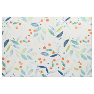 Colourful Watercolors Botanical Berries & Leafs Fabric
