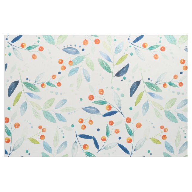 Colourful Watercolors Botanical Berries & Leafs Fabric (Yard)