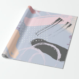Colourful watercolors brushstrokes collage wrapping paper