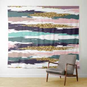 Colourful watercolors brushstrokes pattern tapestry