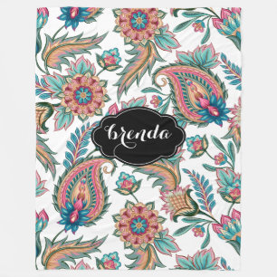Colourful Watercolors Ethnic Paisley Pattern Fleece Blanket