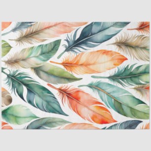 Colourful Watercolour Feather Art Tissue Paper