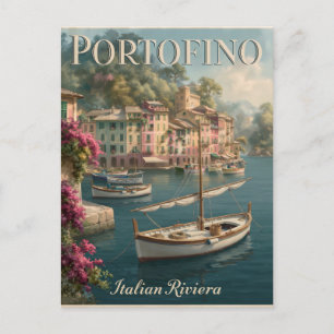 Colourful Waterfront and Boats in Portofino, Italy Postcard