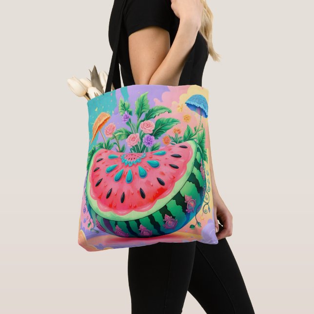 Colourful watermelon tote bag (Close Up)