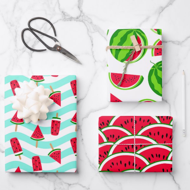 Colourful Watermelon Wrapping Paper Sheets (Front)