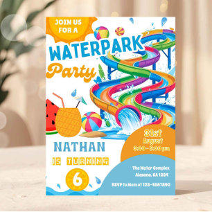 Colourful Waterpark Birthday Invitation