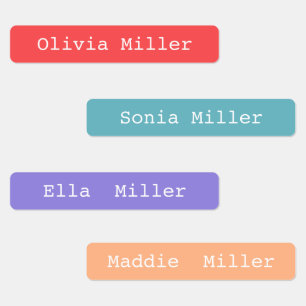Colourful waterproof name labels school daycare