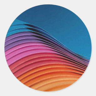Colourful Wave Classic Round Sticker