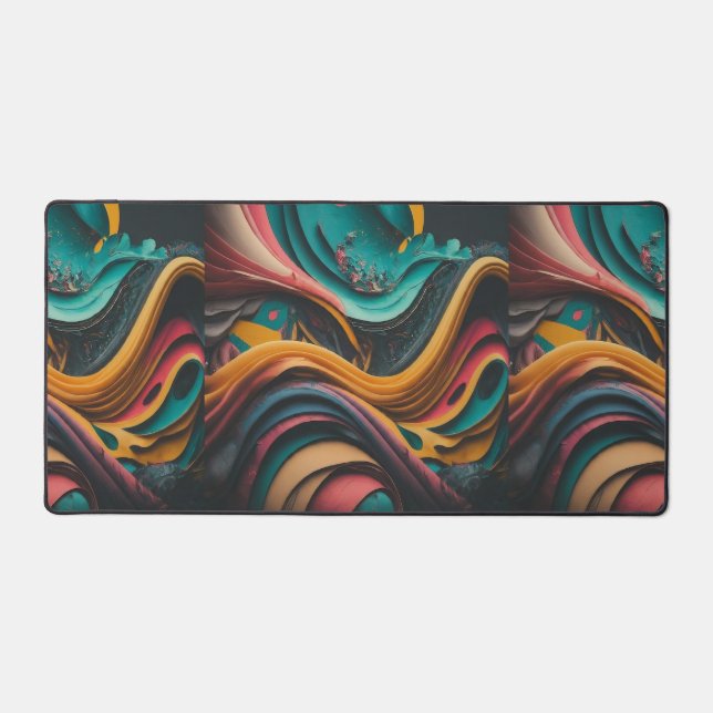 Colourful Wave Pattern Desk Mat (Front)
