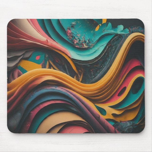 Colourful Wave Pattern Mouse Pad (Front)