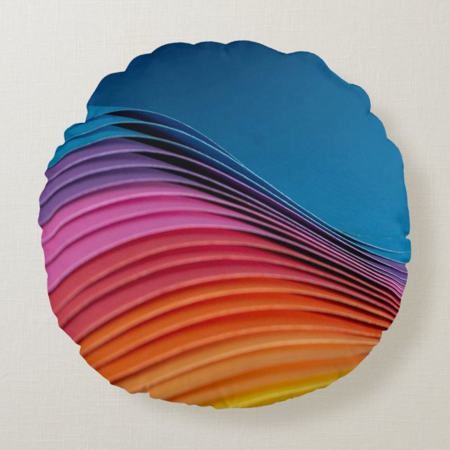 Colourful Wave Round Pillow (Front)