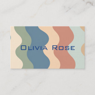 Colourful Wave Stripes QR Code Chic Business Card