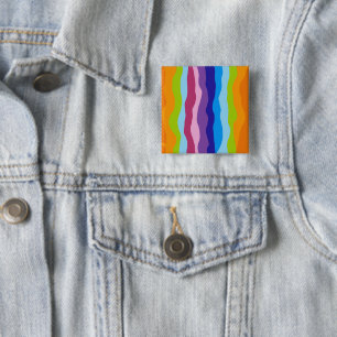 Colourful waves 2 inch square button