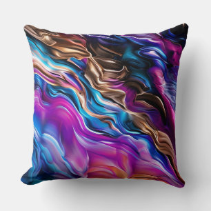 Colourful Waves Abstract Art Throw Pillow