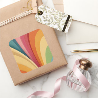 Colourful waves and shapes in design square sticker