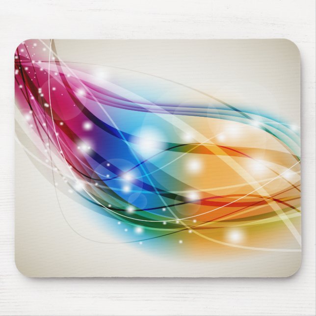 Colourful Waves Beige Background Mousepad (Front)
